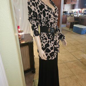 Kris Jenner Kollection Cotton Blend Leopard Print Cardigan XLpaired w/belt&skirt